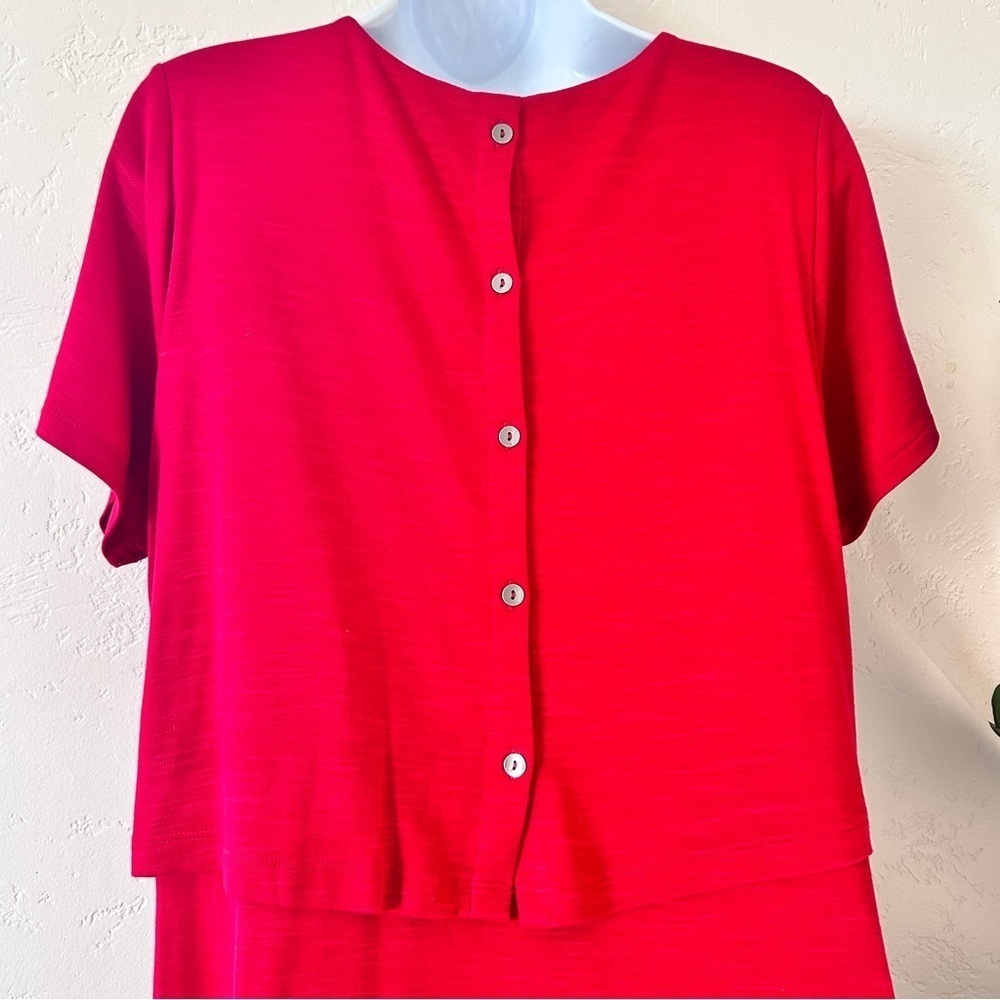 J. JILL Jersey Knit Layered Short Sleeve Sangria Dress Pockets Red Size Medium - Picture 6 of 11